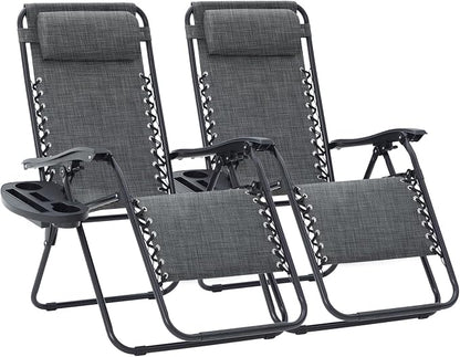 JEAREY Oversized Zero Gravity Lounge Chairs Set of 2, Adjustable Steel Mesh by JEAREYOutdoorsCollection