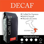Caffe D'arte Decaf Espresso Coffee, Ground, 12 Ounce