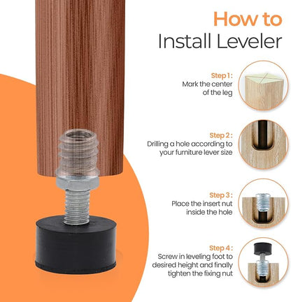 NEWBYTEK 1/4-20 Rubber Adjustable Furniture Leveler，8 Pack Leveling Feet Screws - Image 6