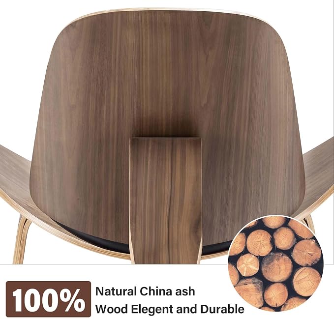 Modern Shell Lounge Accent Chairs, Faux Genuine Leather Mid Century Armless - Image 4