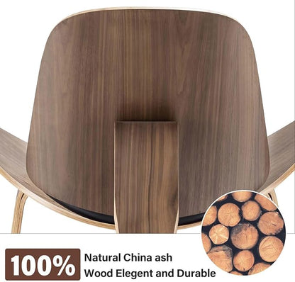 Modern Shell Lounge Accent Chairs, Faux Genuine Leather Mid Century Armless - Image 4