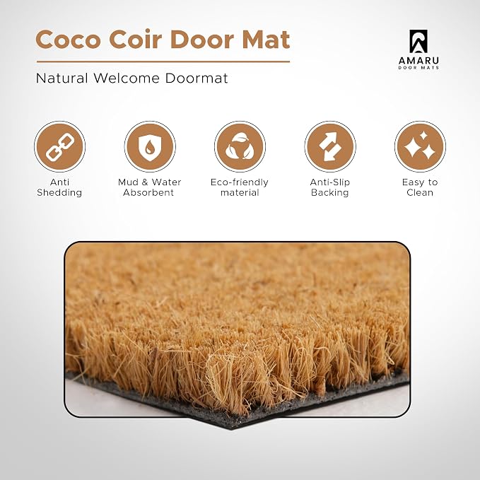 Coir Welcome Mat, 17 x 29 in | 100% Natural Coir, Anti-Shedding, Durable PVC - Image 4