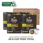 Peet's Coffee, Dark Roast Decaffeinated Coffee K-Cup Pods for Keurig Brewers - Decaf House Blend 88 Count (4 Boxes of 22 K-Cup Pods) (Pack of 2)