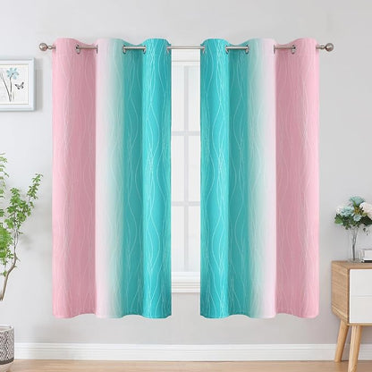 Pink and Teal Ombre Blackout Curtains - Image 2