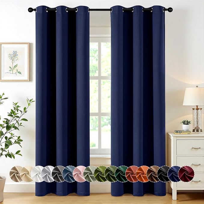 MIULEE Blackout Curtains for Bedroom 2 Panels 40 x 72 Inch Long Navy Blue | by MIULEE