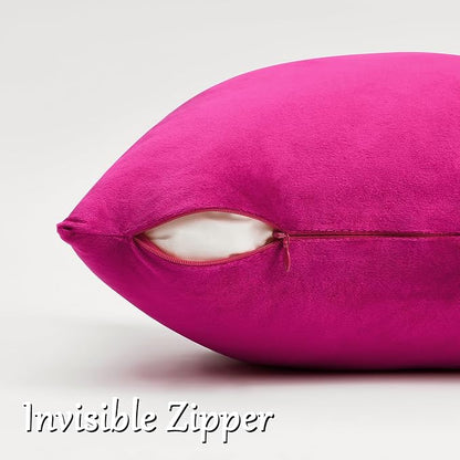 GIGIZAZA Hot Pink Velvet Pillow Covers 16x16 Decorative Pillows Pack of 2 | - Image 5