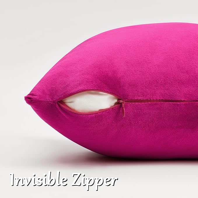 GIGIZAZA Hot Pink Velvet Pillow Covers 26x26 Decorative Pillows Pack of 2 | - Image 3