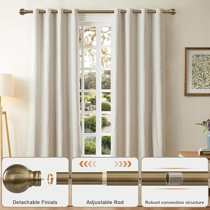 Antique Bronze Curtain Rods for Windows 28 to 48 Inch 1" Diameter Adjustable - Image 3