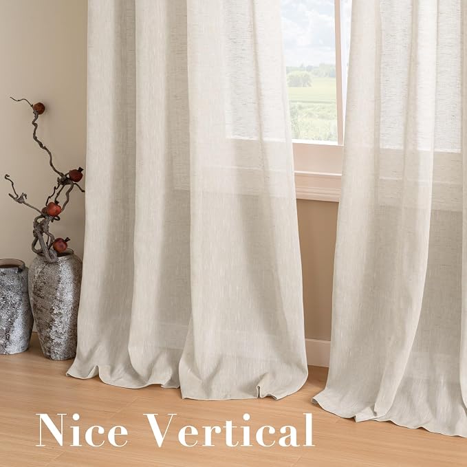 H.VERSAILTEX Linen Curtains Nickel Grommet Natural Linen Semi-Sheer Curtains 2 - Image 7