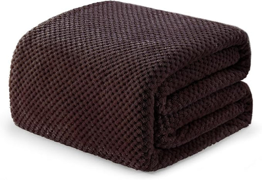 Exclusivo Mezcla Soft Waffle Fleece Bed Blanket Twin XL Size, Coffee | by ExclusivoMezcla