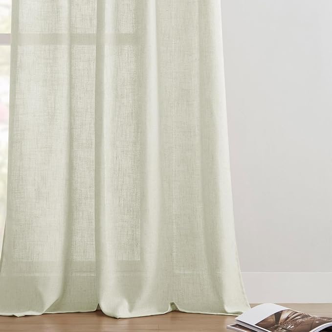 Joydeco Linen Curtains 84 Inch Length 2 Panel Sets, Light Filtering Curtains - Image 7