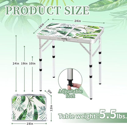 Folding Camping Table 2ft Portable Picnic Table Adjustable Height Small Card - Image 3