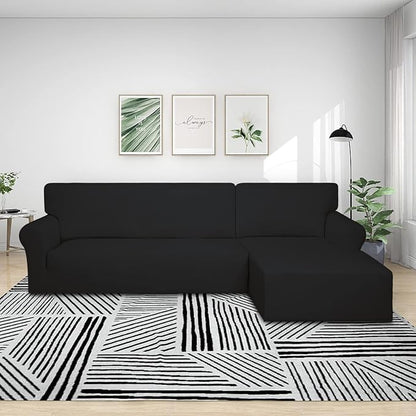 PureFit Stretch Sectional Couch Covers 2 pcs Non Slip L Shape Sofa Cover | - Image 2