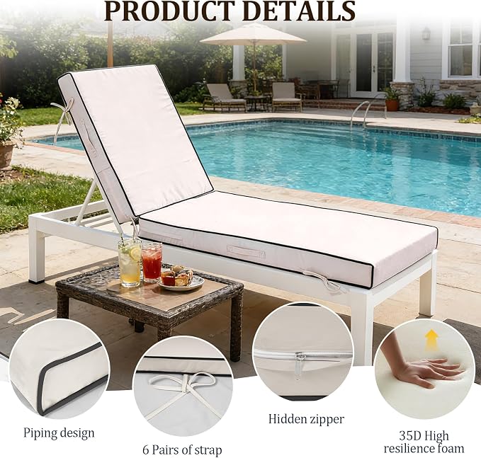 72x21x4in Lounge Cushions for Outdoor Furniture, Outdoor Lounge Chair Cushions - Image 6