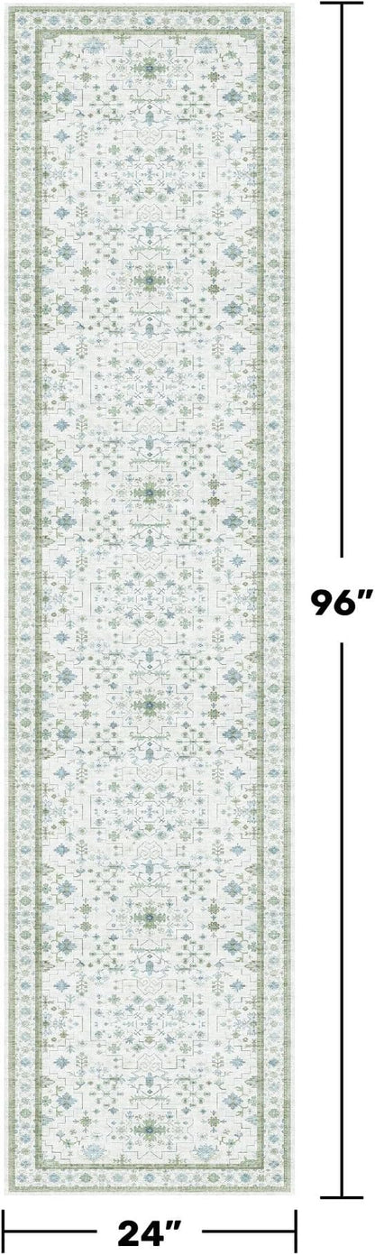 Washable Oushak 2x8 Bathroom Runner Rug - Image 2