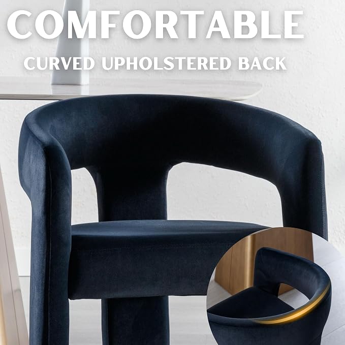RIVOVA Modern Barrel Dining Chairs Set of 6, Velvet Upholstered Accent Side - Image 4