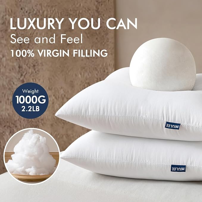 MIULEE 28x28 Euro Pillow Inserts 2 Pack, Throw Pillows - Image 5