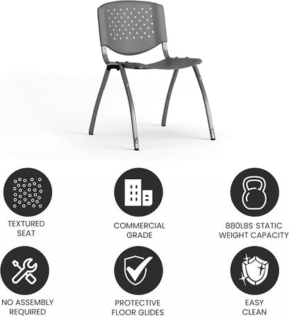 Flash Furniture HERCULES Series 880 lb. Capacity Gray Plastic Stack Chair - Image 5