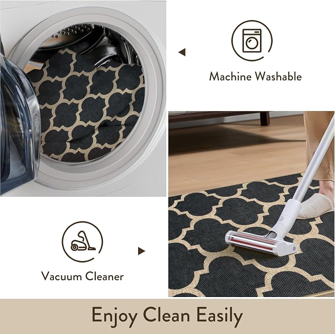 Lahome Moroccan Easy Jute Runner Rug, Geometric Trellis Woven Long Carpet - Image 5