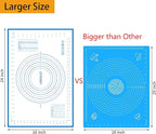 Silicone Baking Mat，Non Stick Rolling Dough with Measurements for Pie Pizza Cookies Fondant Making，Extra Thick Non Slip Silicone Pastry Mat