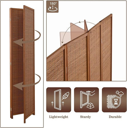 4 Panel Room Divider and Extra Wide Folding Privacy Screen, Bamboo Room Divider - Image 5
