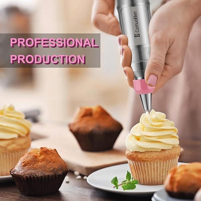 Dessert Decorating Syringe Set, Frosting Piping Kit icing piping kit Food Grade Stainless Steels (6 pro piping tips shooters 50 disposable piping bags) For Baking, Decorating Cupcake, Deviled Eggs