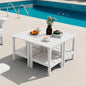 SERWALL 2-Tier HDPE Outdoor Side Tables Set of 4, Weatherproof Rectangular by SERWALL