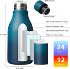 BJPKPK Insulated Water Bottles, 12oz Stainless Steel Metal Water Bottle with Strap, BPA Free Leak Proof Thermos, Mugs, Flasks, Reusable Water Bottle for Sports & Travel, Sea