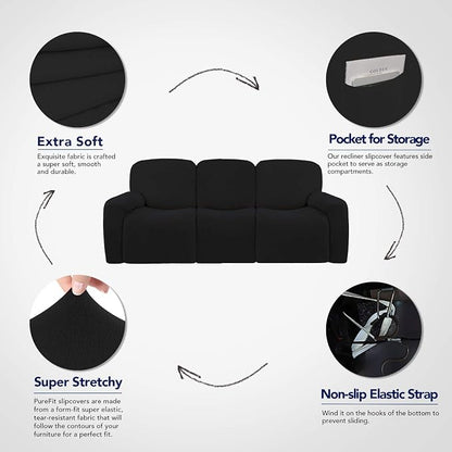 PureFit Super Stretch 3 Seats Recliner Sofa Couch Cover - Image 3