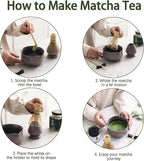 Matcha Set, Japanese Tea Set Includes Matcha Bowl with Spout, Matcha Whisk Holder (chasen), Bamboo Matcha Whisk and Bamboo Scoop, Ceramic Matcha Kit for Tea Lovers