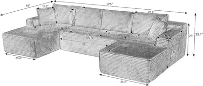 125" Modular Sectional Sleeper Sofa, Boneless Cloud Couch - Image 2