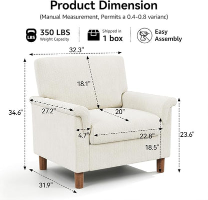 Mid Century Modern Accent Chair, Chenille Comfy Living Room Arm Chairs - Image 2