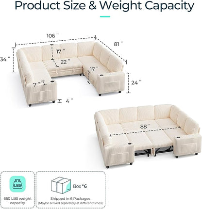 LINSY HOME Sectional Sleeper Sofa - Image 2