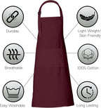 RAJRANG 100% Cotton Cooking Apron with 3 Pockets Kitchen Chef BBQ Adjustable Bib Aprons for Women Men