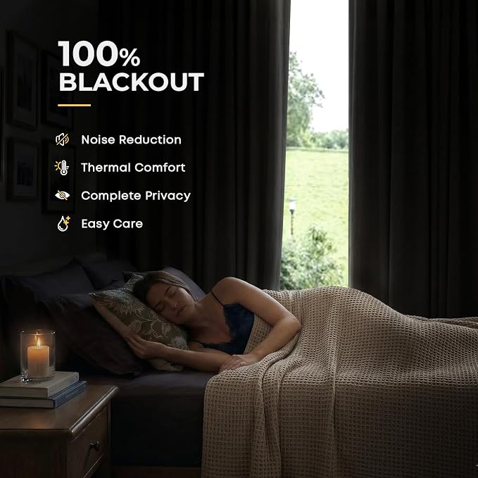 INOVADAY Sage Green Curtains 100% Blackout Curtains - Image 2