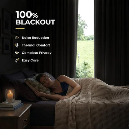 INOVADAY Sage Green Curtains 100% Blackout Curtains - Image 2