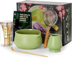 Nucookery Matcha Set - 6 PCS Matcha Whisk Set, 18OZ Matcha Bowl (Chawan) with Spout, Matcha Whisk (Chasen) and Holder, Bamboo Matcha Scoop and Sifter, Matcha Kit/Tools/Accessories for Tea Ceremony