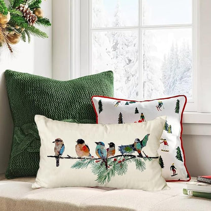 RABUSOFA Christmas Outdoor Pillow Covers Waterproof 12x20 Inch Birds Christmas - Image 5