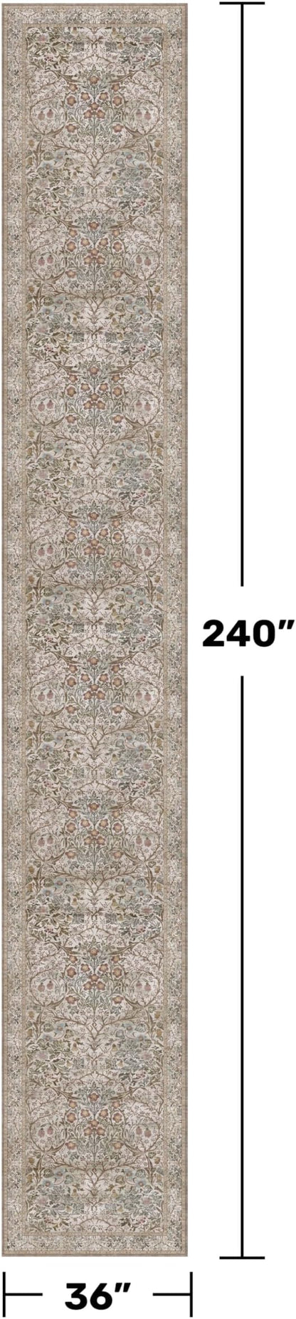 Vintage Moss Green 3x20 Extra Long Runner Rug - Image 2