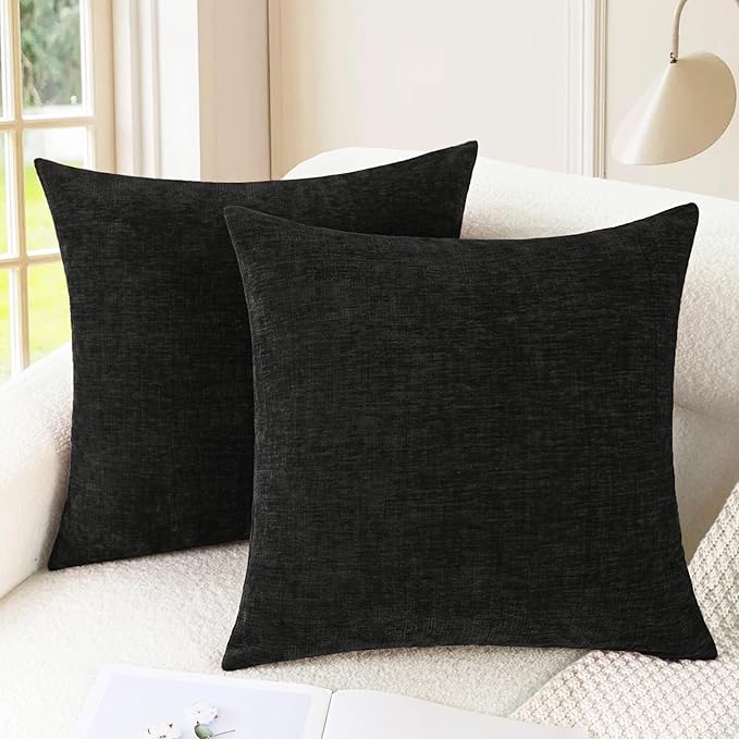 CaliTime Decorative Couch Throw Pillow Covers 26 X 26 Inches Black | Pack of 2 by CaliTime