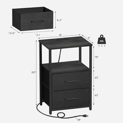 TUTOTAK End Table with Charging Station, Side Table with 2 USB Ports and Outlets - Image 3