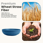 Homienly Wheat Straw Bowls, Salad Bowls, Serving Bowls for Kitchen, Camping, Picnic, Fruit, 60 OZ Large Capacity, Microwave and Dishwasher Safe, Set of 2 (Blue)