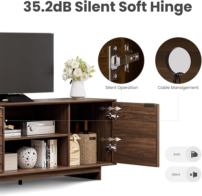 COLAMY TV Stand with Two Doors, Entertainment Center 59" with Adjustable - Image 5