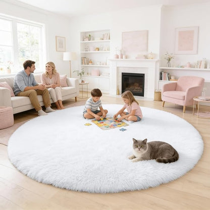 OLANLY White Round Rugs for Bedroom - Image 6