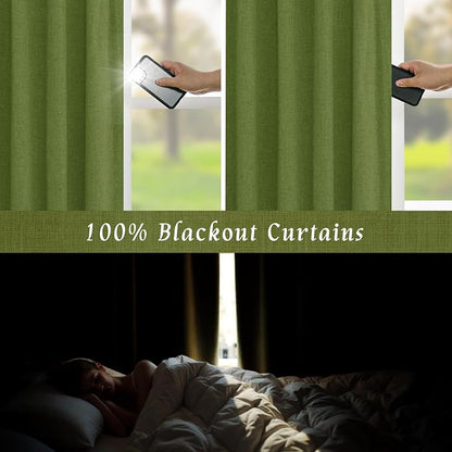 Full Blackout Linen Bedroom Curtains 54 Inch - Image 4