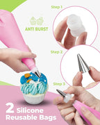 Kootek 32-Piece Piping Bags and Tips Set with 24 Icing Piping Tips, 2 Reusable Pastry Bags 12 Inch, Reusable Piping Icing Bags and Tips, Cake Decorating Kit for Frosting Cookie, Cupcake
