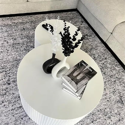 55.12'' White Round Nesting Coffee Table Set of 2, Modern Side End Table - Image 4