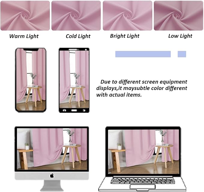 Simplebrand Ava Pink Short Blackout Curtains - Image 8