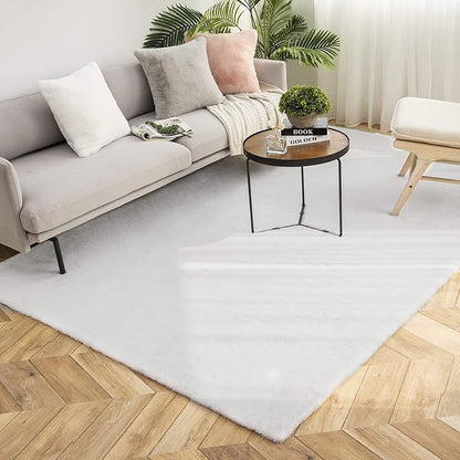 Ashler Faux Fur Rug, Ultra Soft Faux Rabbit Fur, 6 x 9 Feet Rectangle, Machine by AshlerHomeDeco