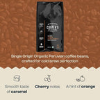Organic Cold Brew Coffee Peru Reserve Single Origin Peruvian Coarsely Whole Bean - 5 lb. Bag - Medium Roast
